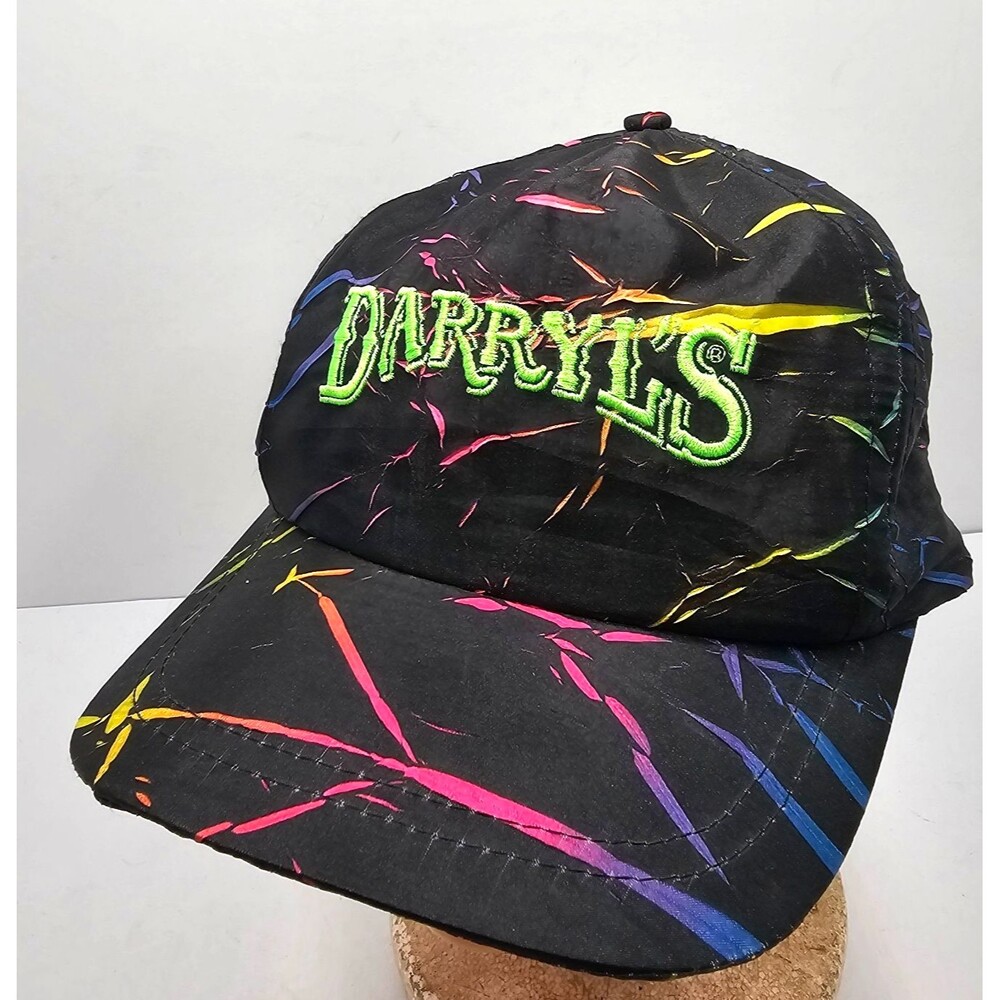 Vintage 90s Neon Rainbow Paint Streak Snapback Hat Darryl's Nylon Tiger Cap